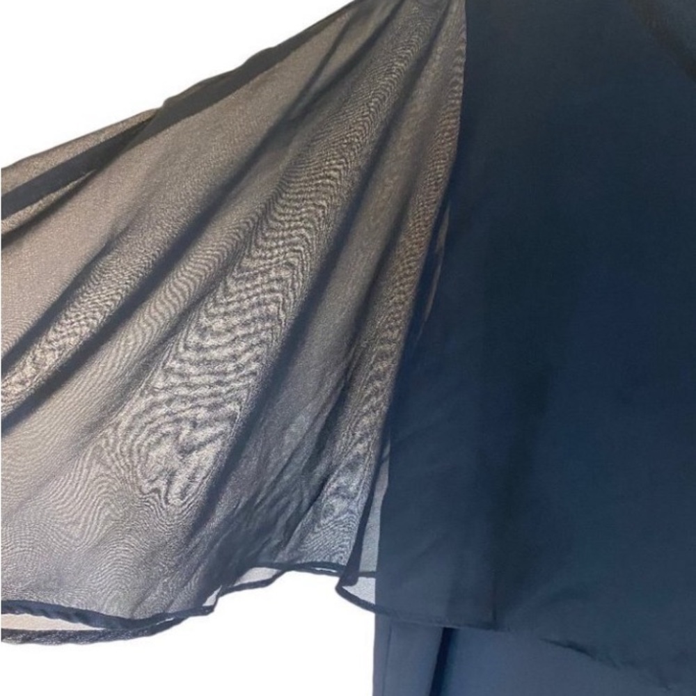 Marc New York Black Cape Overlay Blouse – Sheer Chiffon Wing Sleeve Top XL - Picture 6 of 8